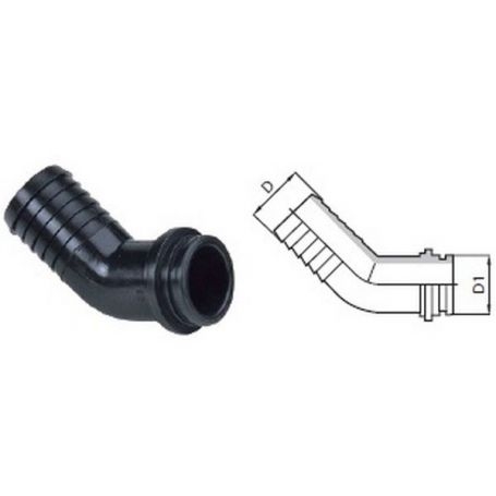 TUBULURE COUDÉE À 45° Ø30 POUR ÉCROU 1''1/4 TUBULURE COUDÉE À 45° Ø30 POUR ÉCROU 1''1/4