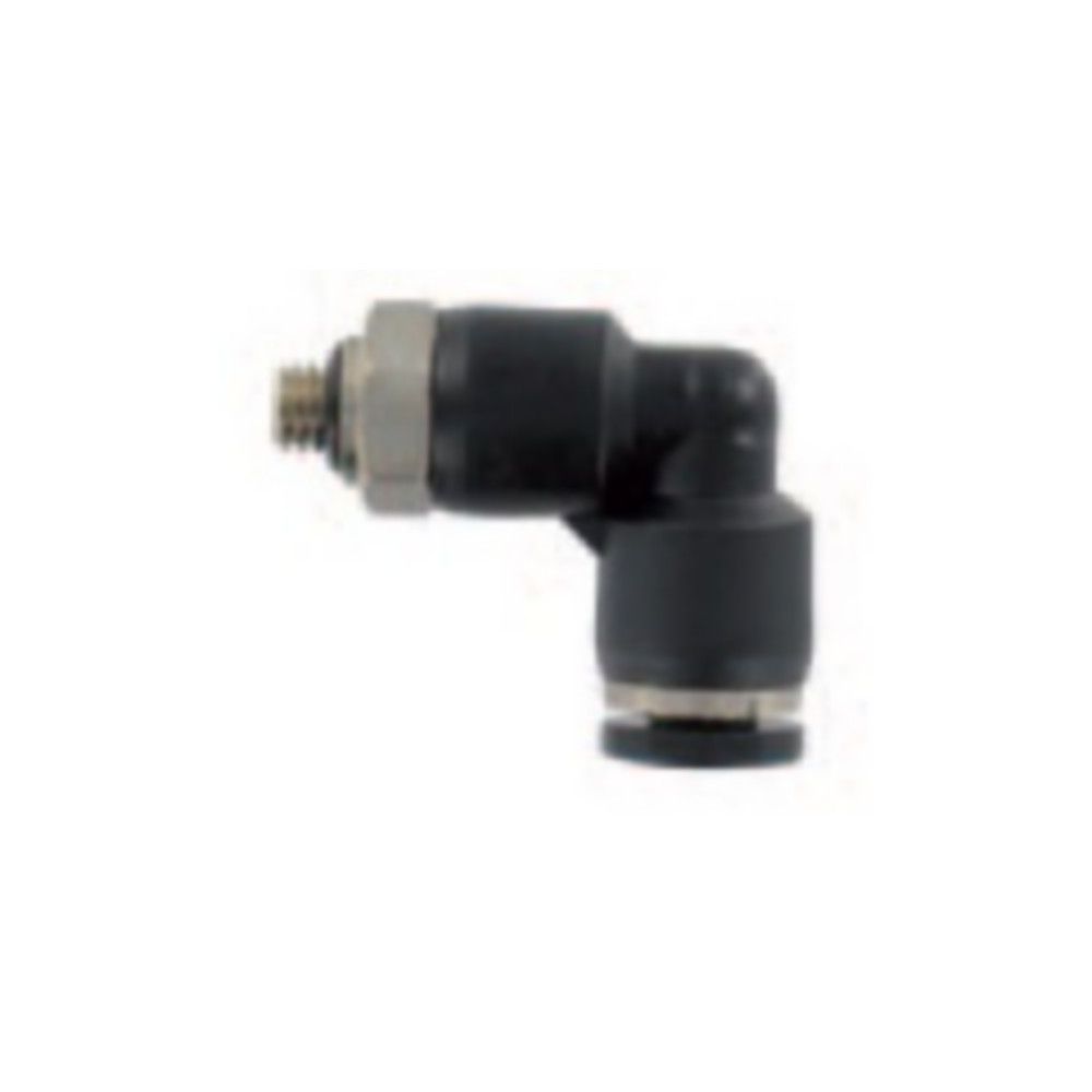 Raccord Air Laiton nickelé 1/4''M  x 4mm coudé 90° orientable