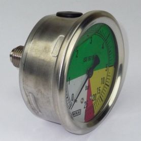 Manomètre ø63 - 0 à 25 bars - 1/4'' Arrière Laiton Nickelé