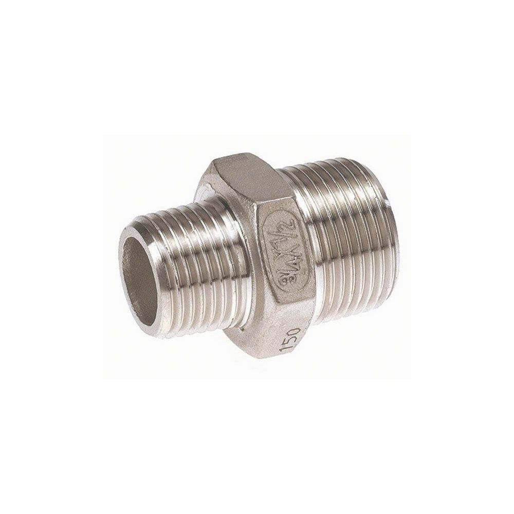 Mamelon Double Réduit - Inox 1/2'' x 3/8''