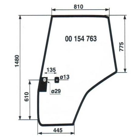 Vitre de porte gauche réf. 3907221M1 - Massey Ferguson Vitre de porte gauche réf. 3907221M1 - Massey Ferguson