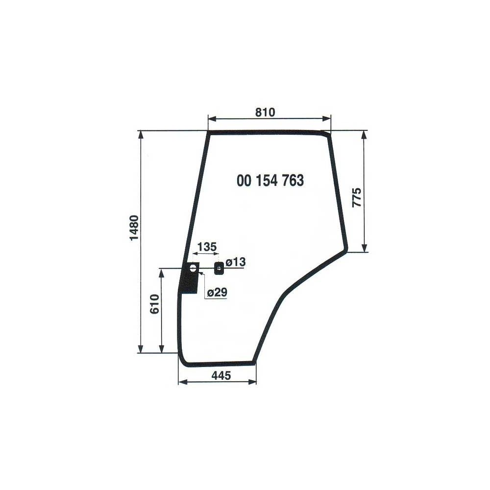 Glass 6100 6200 Porte Gauche pour MASSEY FERGUSON