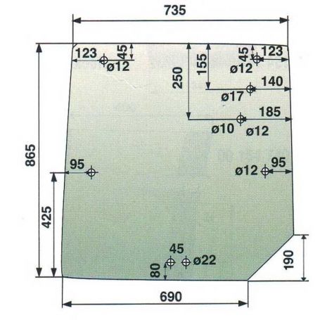 Vitre arrière Glass 6100 8100 pour MASSEY FERGUSON Vitre arrière Glass 6100 8100 pour MASSEY FERGUSON