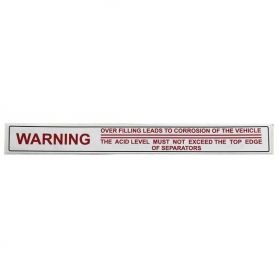 Autocollant 100 Batterie Avertissement Ref Overfill pour MASSEY FERGUSON