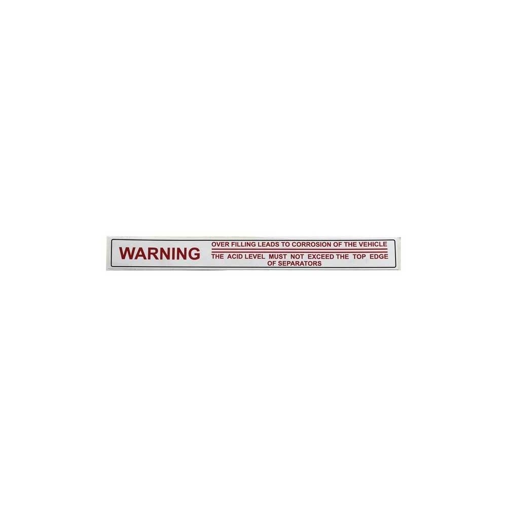 Autocollant 100 Batterie Avertissement Ref Overfill pour MASSEY FERGUSON