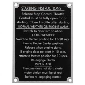 insigne de tracteur Instructions de démarrage 100's pour MASSEY FERGUSON