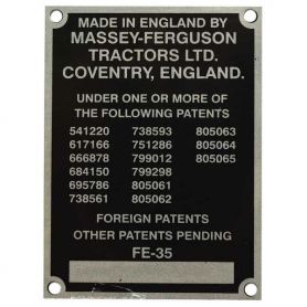 insigne de tracteur - Badge de série FE 35 pour MASSEY FERGUSON