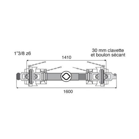 Transmission 2 joints Homocinétiques avec alésage 27x74.6
