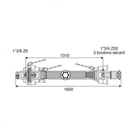 Transmission 1 joint Homocinétique + roue libre 36x89