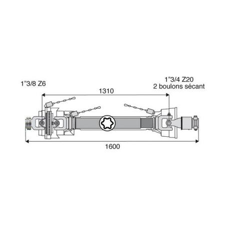 Transmission 1 joint Homocinétique + roue libre 36x89