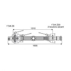 Transmission 1 joint Homocinétique + roue libre 36x89