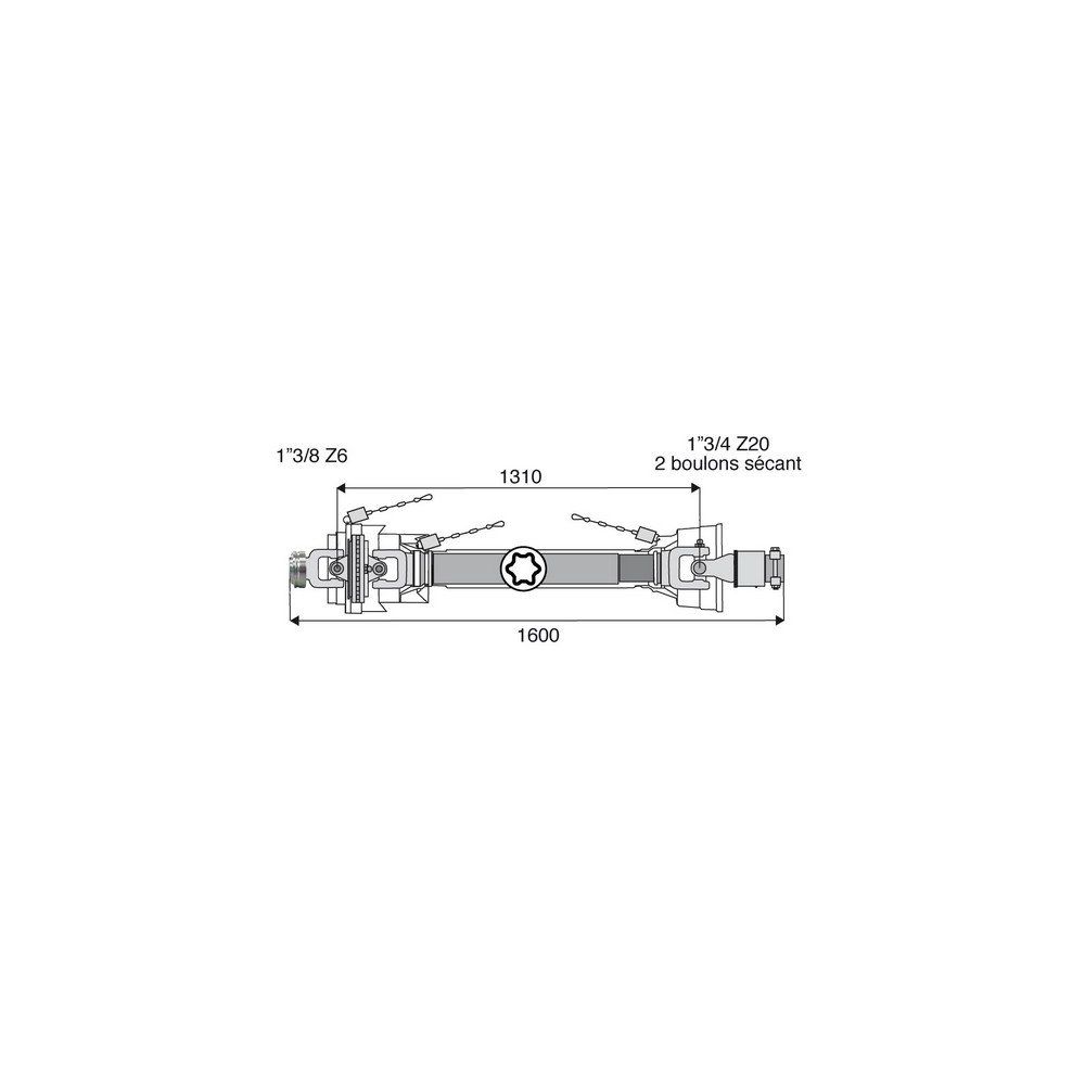 Transmission 1 joint Homocinétique + roue libre 36x89