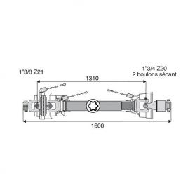 Transmission 1 joint Homocinétique + roue libre 36x89
