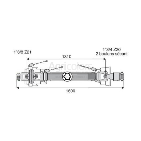 Transmission 1 joint Homocinétique + roue libre 36x89