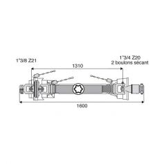 Transmission 1 joint Homocinétique + roue libre 36x89