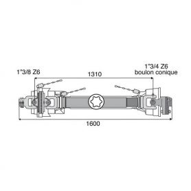 Transmission 1 joint Homocinétique + limiteur boulon 36x89