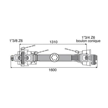 Transmission 1 joint Homocinétique + limiteur boulon 36x89