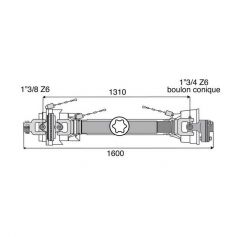 Transmission 1 joint Homocinétique + limiteur boulon 36x89