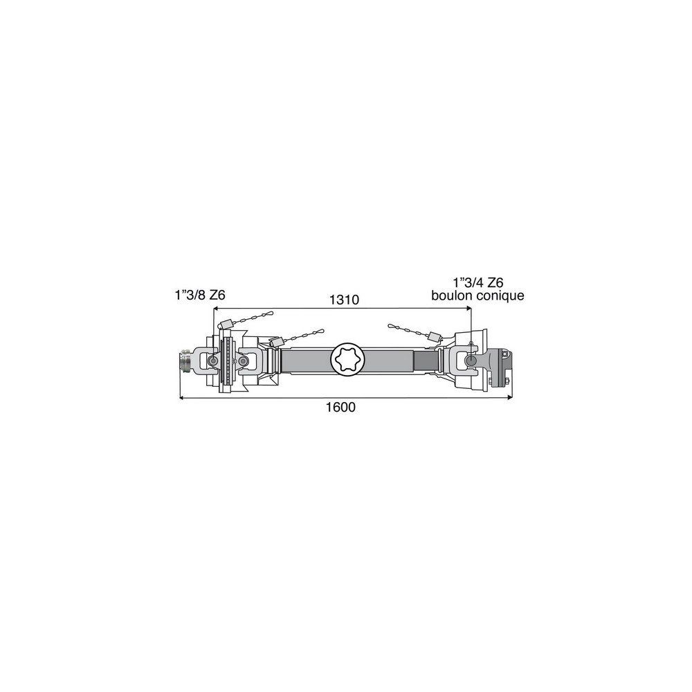 Transmission 1 joint Homocinétique + limiteur boulon 36x89
