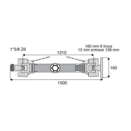 Transmission standard à plateau 36x89 longueur 1500 Transmission standard à plateau 36x89 longueur 1500
