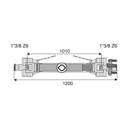 Transmission standard 22x54.8 alésage côté tracteur 1"3/8z6 Transmission standard 22x54.8 alésage côté tracteur 1"3/8z6
