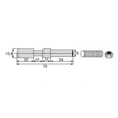 Poussoir de verrouillage longueur 79 avec écrou nylstop Poussoir de verrouillage longueur 79 avec écrou nylstop