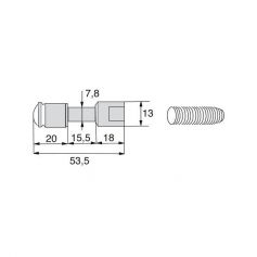 Verrouillage poussoir longueur 53.5 Verrouillage poussoir longueur 53.5