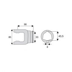 Machoire tube triangulaire 27x74.6