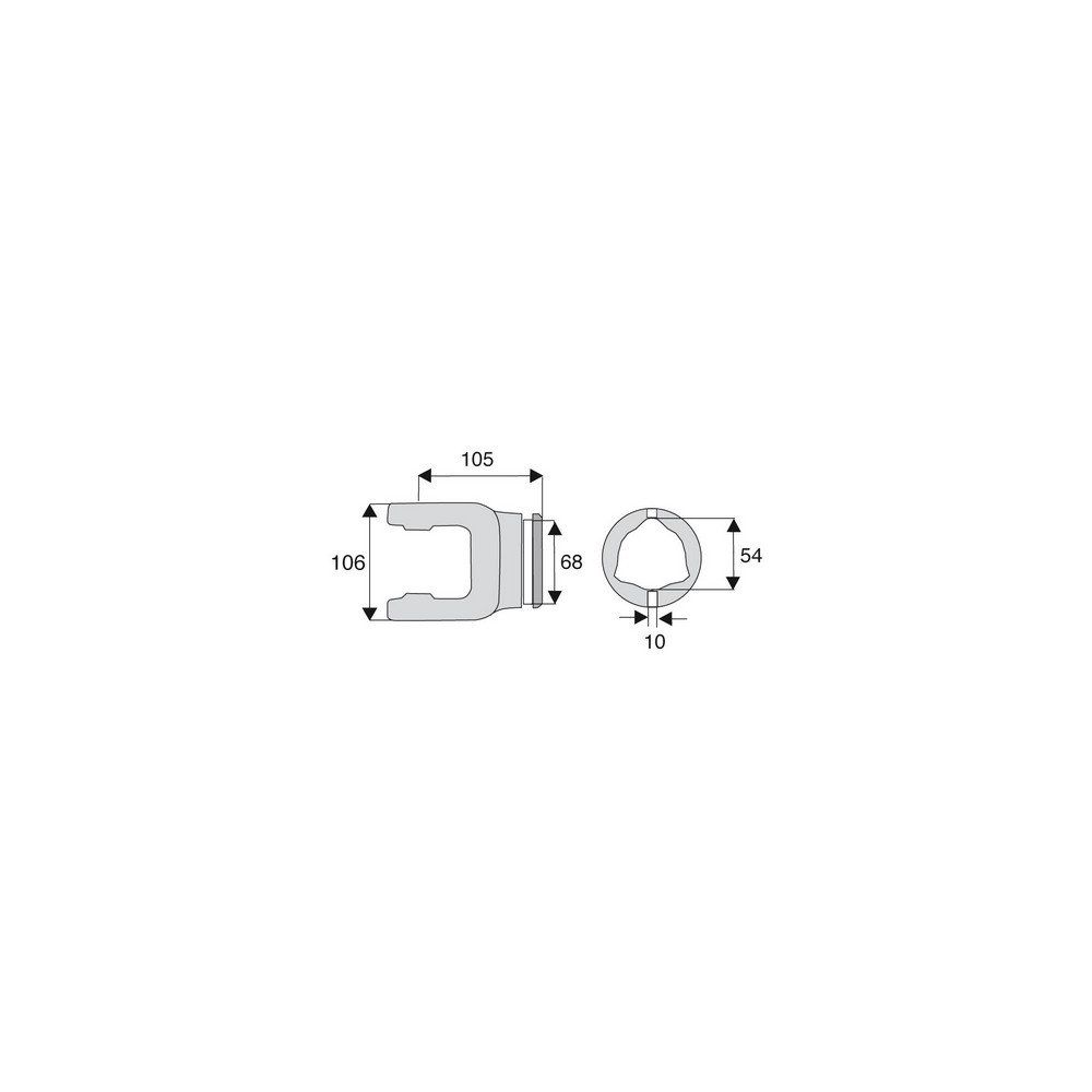 Machoire tube triangulaire 30.2x92