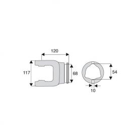Machoire tube triangulaire 35x106.5