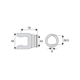 Machoire tube triangulaire 22x54