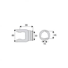 Machoire tube triangulaire 30.2x80