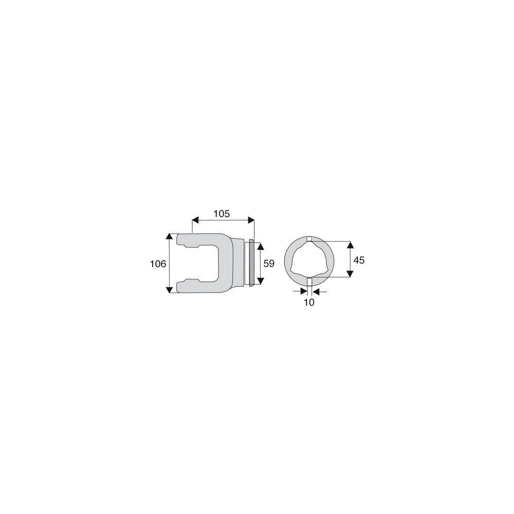 Machoire tube triangulaire 35x94