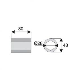 Douille hexagonale longueur 80