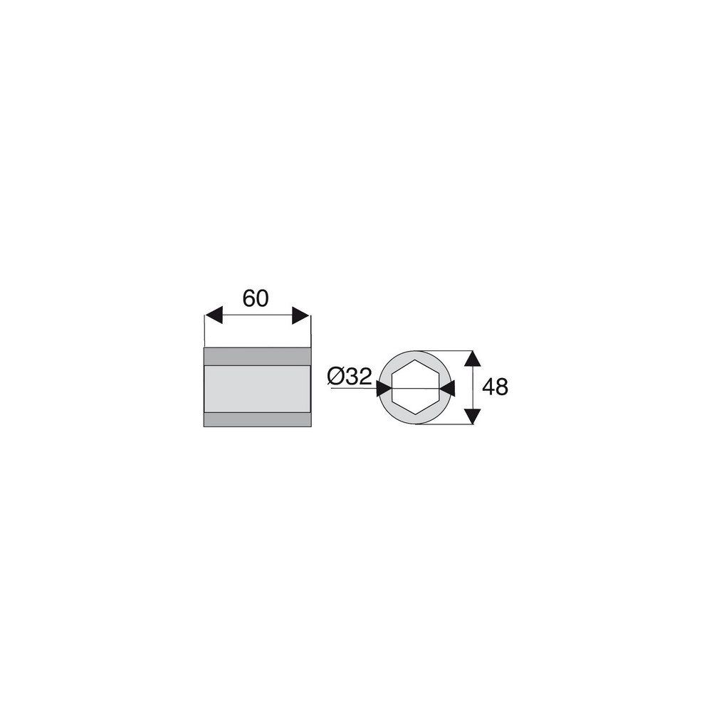 Douille hexagonale longueur 60