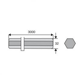 Arbre hexagonal longueur 3000 maxi