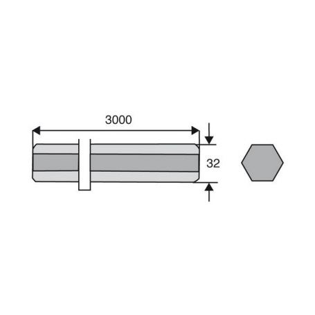 Arbre hexagonal 32 vendu au mètre Arbre hexagonal 32 vendu au mètre