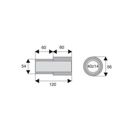 Tube de transmission rond de diamètre 40Z14