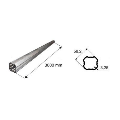 Tube de transmission quadrilobé de diamètre 58.2 longueur 1000 en 3.25 Tube de transmission quadrilobé de diamètre 58.2 longueur 1000 en 3.25