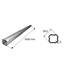 Tube de transmission quadrilobé de diamètre 58.2 longueur 1000 en 3 Tube de transmission quadrilobé de diamètre 58.2 longueur 1000 en 3