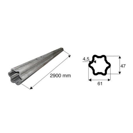 Tube de transmission étoile de diamètre 61x47 de 2900mm de long Tube de transmission étoile de diamètre 61x47 de 2900mm de long
