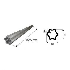 Tube de transmission étoile de diamètre 61x47 de 2900mm de long Tube de transmission étoile de diamètre 61x47 de 2900mm de long