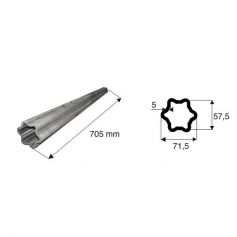Tube de transmission étoile de diamètre 71.5x57.5 longueur 705 Tube de transmission étoile de diamètre 71.5x57.5 longueur 705