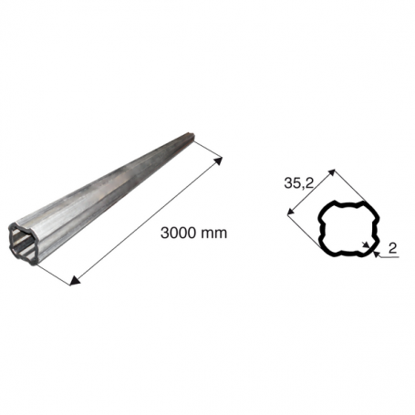 Tube de transmission quadrilobé de diamètre 35.2 longueur 3000 Tube de transmission quadrilobé de diamètre 35.2 longueur 3000
