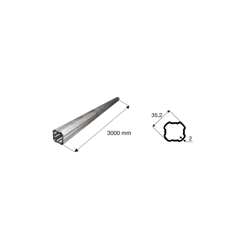Tube de transmission quadrilobé de diamètre 35.2