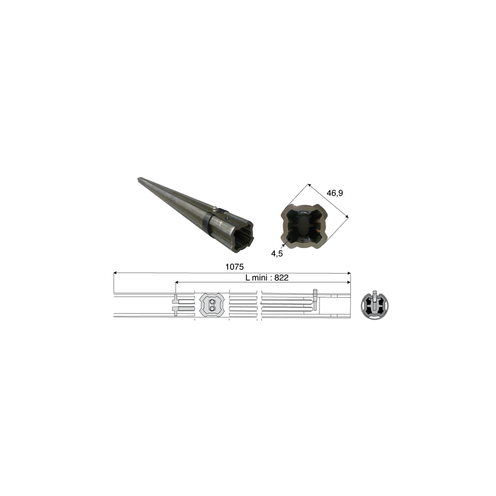 Tube de transmission quadrilobé de diamètre 46.9