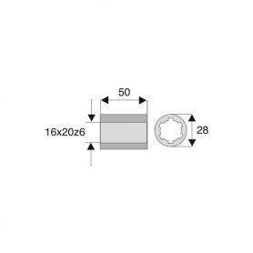 Douille cannelée de longueur 50