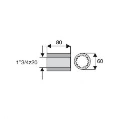 Douille cannelée lisse de longueur 80 en 1"3/4z20 Douille cannelée lisse de longueur 80 en 1"3/4z20