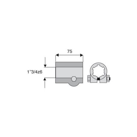 Douille cannelée à boulon sécant 1"3/4z6 de longueur 75 Douille cannelée à boulon sécant 1"3/4z6 de longueur 75