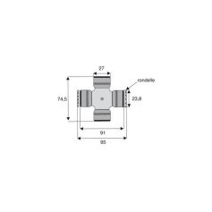 Croisillon circlips extérieurs 27 x 74.6 Croisillon circlips extérieurs 27 x 74.6